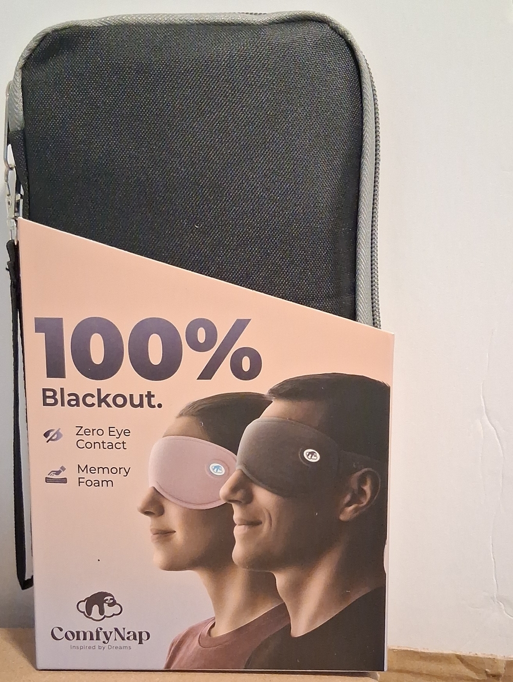CushyNap 100% Blackout Sleep Mask in Black & Pink NWT